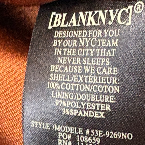 BLANKNYC Womens Corduroy Moto Jacket XS Rust Belted Zip Front Cropped 53E-9269NO - Picture 8 of 9